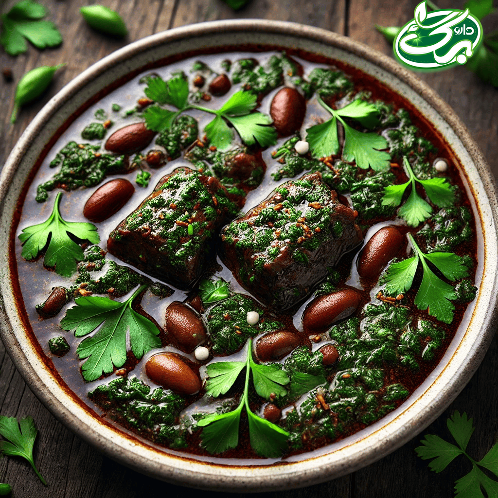 خورشت قورمه سبزی با سبزی قورمه سبزی خشک