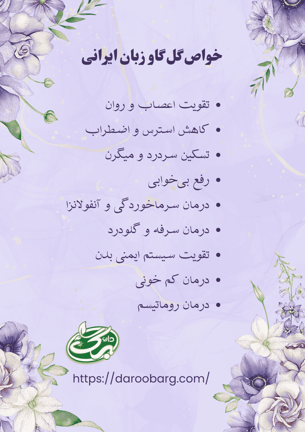 خواص و فواید گل گاو زبان ایرانی و خرید گل گاو زبان از داروبرگ
