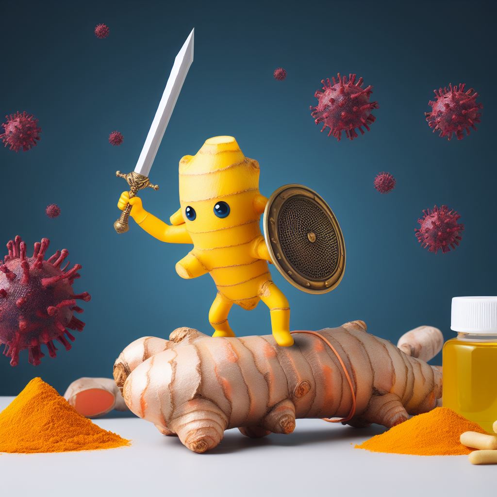 یک زردچوبه در حال مبارزه با ویروس ها است.